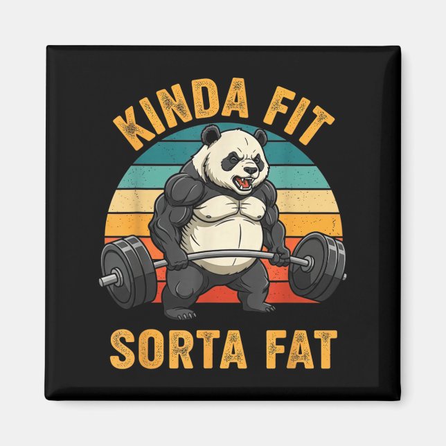 Imán Kinda Fit Sorta Fat Funny Gym Panda Weightlifting  (Frente)
