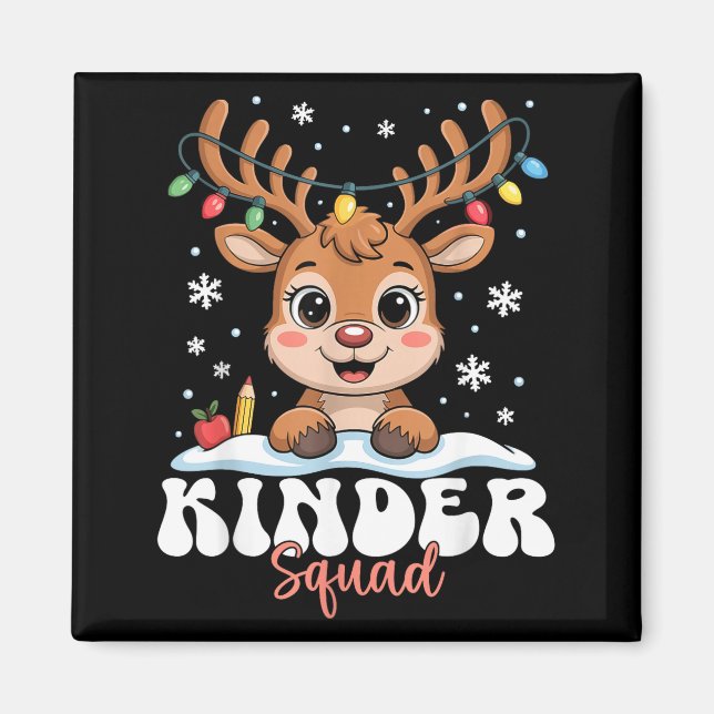 Imán Kinder Squad Reindeer Christmas Lights Cute Winter (Frente)