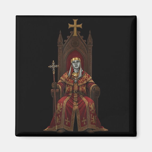 Imán King Baldwin Iv Floral Mask Medieval Art Crusader  (Frente)