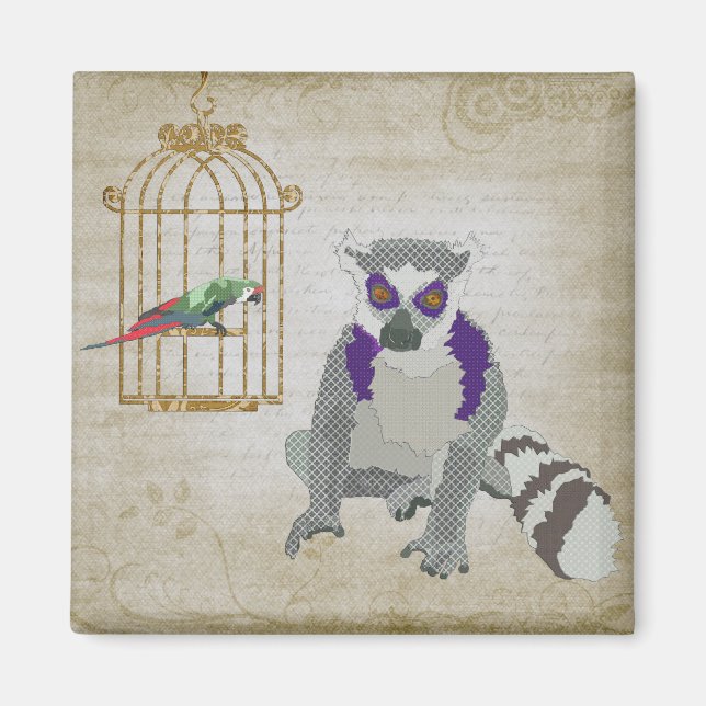 Imán King Julian y Molly Macaw Magnet (Frente)