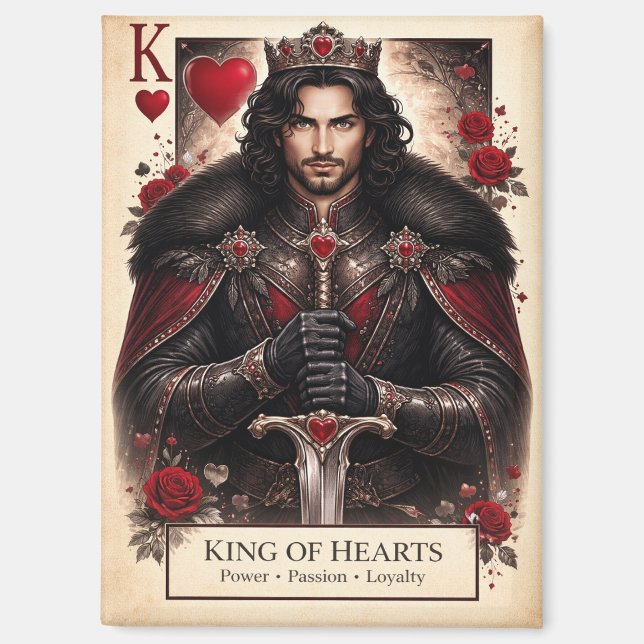 Imán King of Hearts Gothic Tarot Card Magnet (Anverso)