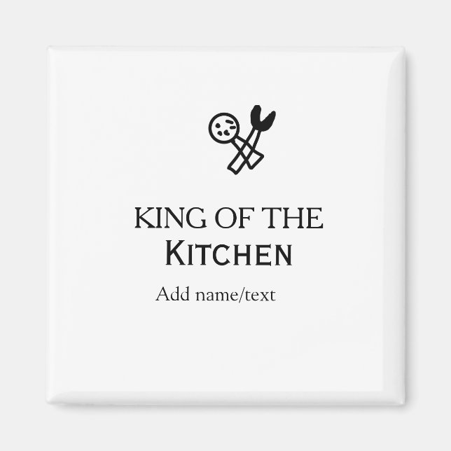 Imán King of the kitchen chef cooking add name crown ha (Frente)