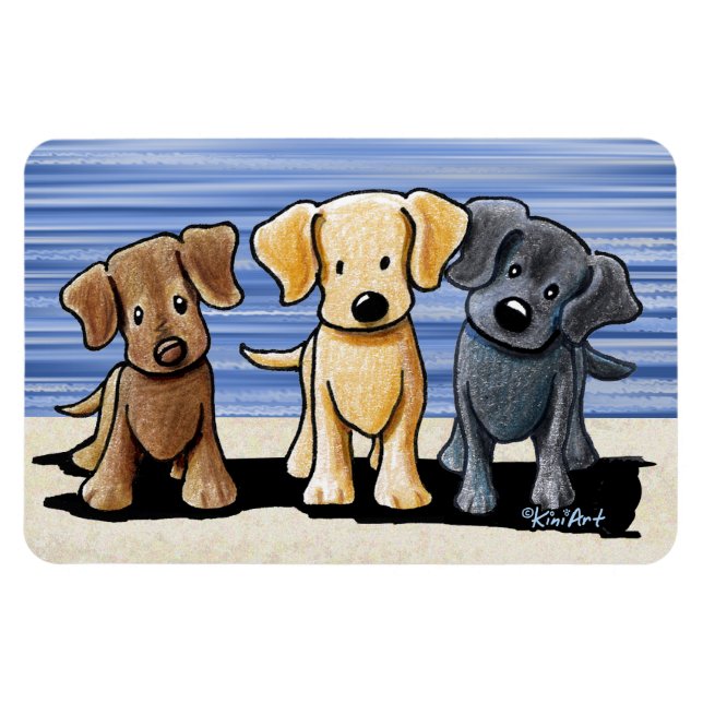 Imán KiniArt Labrador Beach Trio Flexi Magnet (Horizontal)