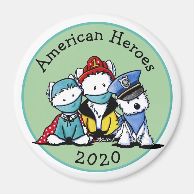 Imán KiniArt Westie Primeros Respondedores (Frente)