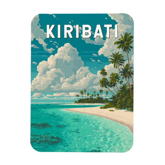 Imán Kiribati Illustration Travel Art Vintage (Vertical)