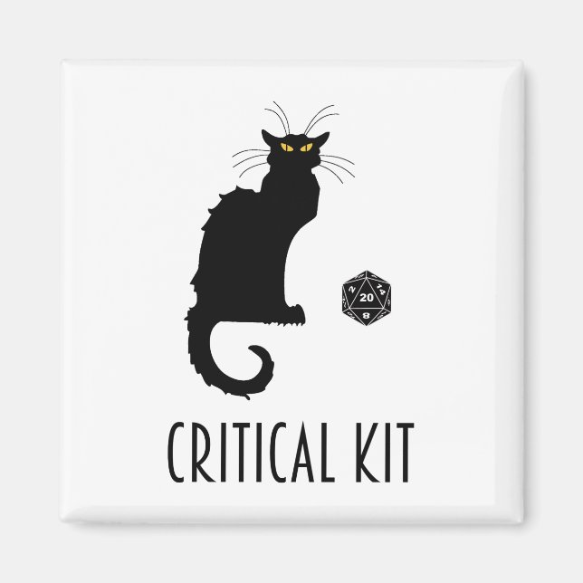 Imán Kit Crítico Gracioso Juego de tableta Cat D20 RPG (Frente)