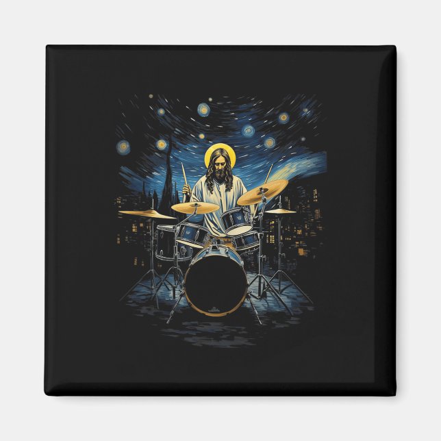 Imán Kit de tambor percusionista percusionista Van Gogh (Frente)