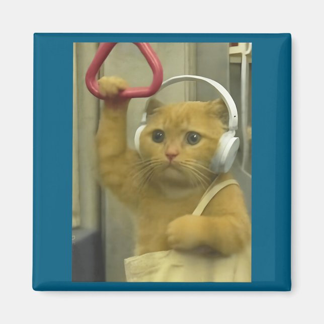 Imán Kit divertido de meme de gato de metro cerebro pod (Frente)