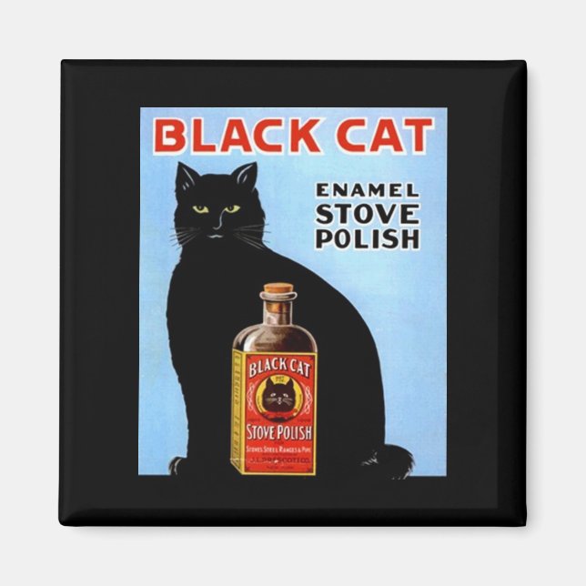 IMÁN KITCHE MAGNET ~ VINTAGE GATO NEGRO! STOVE POLISH (Frente)
