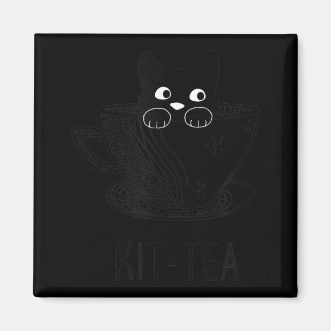 Imán KitTea Cat Lover Cute Y Divertido Gato Negro (Frente)