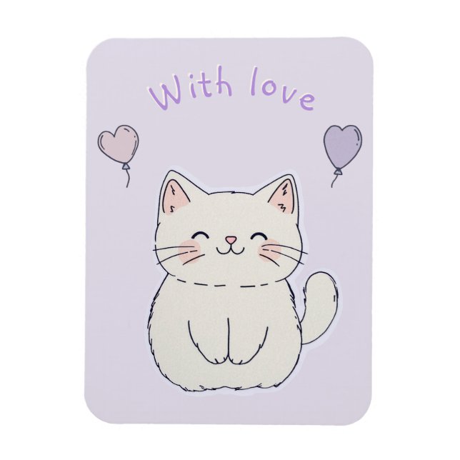 Imán  Kitten and hearts, personalized (Vertical)