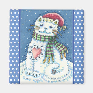 IMÁN KITTEN DE NIEVE, GATO Y RATÓN DE NIEVE
