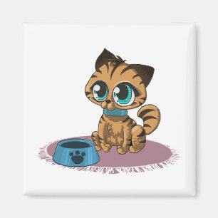 IMÁN KITTEN DE OJOS AZULES MARRÓN SOBRE UNA MAT PURPLE
