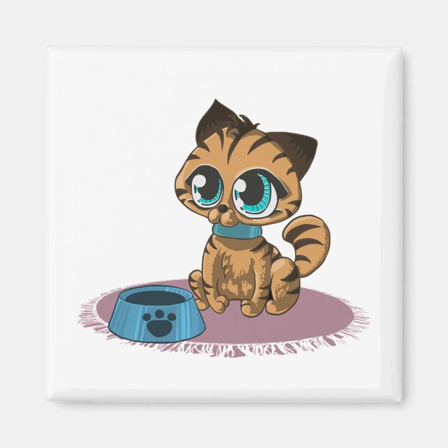 IMÁN KITTEN DE OJOS AZULES MARRÓN SOBRE UNA MAT PURPLE (Frente)