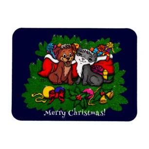 Imán Kitty and Puppy , Happy XMas