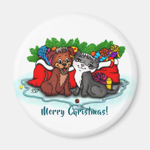 Imán Kitty and Puppy , Happy XMas