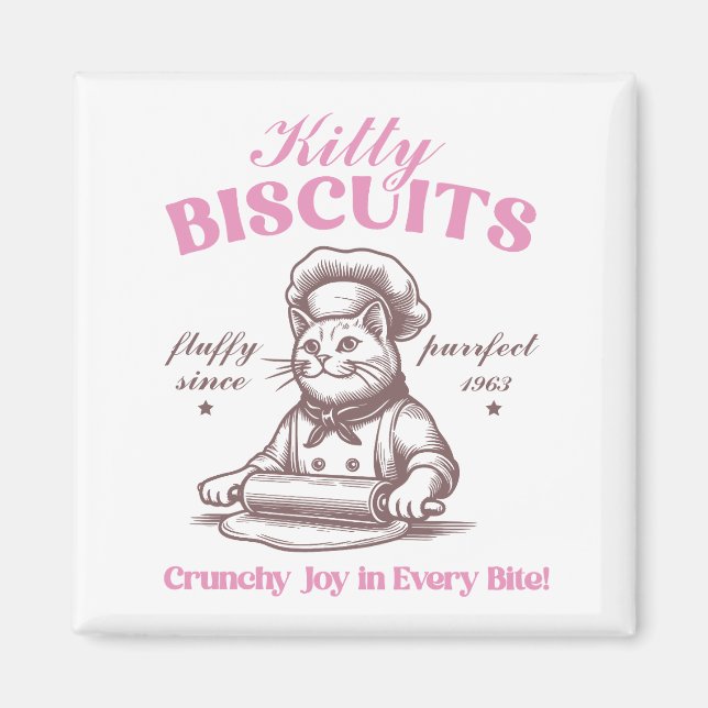 Imán Kitty Biscuits Adorable Cat Baker Haciendo Biscuit (Frente)