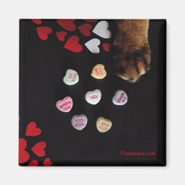 Imán Kitty Candy Hearts Love Square Magnet