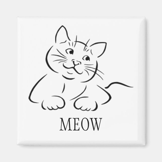 Imán Kitty Cat Clipart | Texto Personalizar | Color del (Frente)