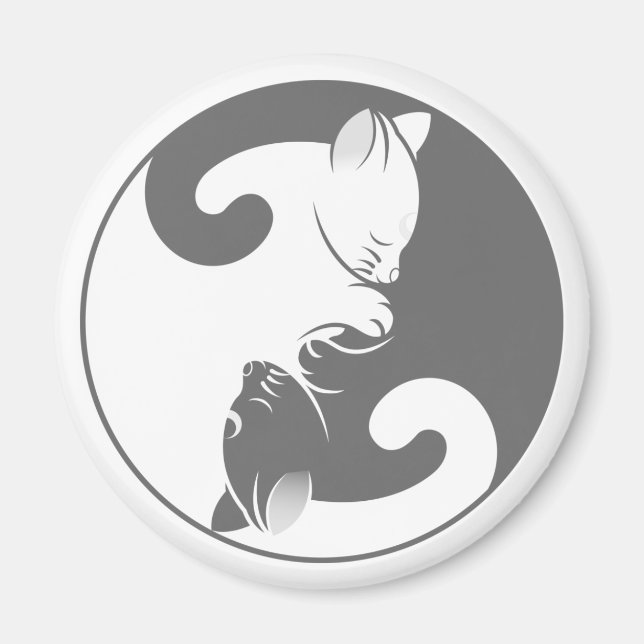 Imán Kitty Cat Yin Yang | Gris (Frente)