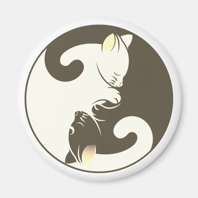 Imán Kitty Cat Yin Yang | Marrón (Frente)