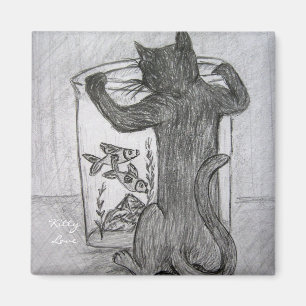 Imán Kitty Love Goldfish Personalizado ArtRefrigerator