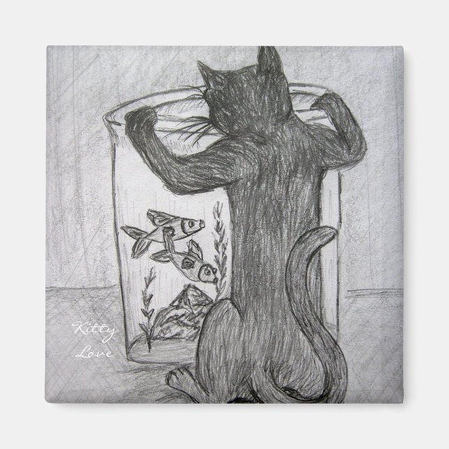 Imán Kitty Love Goldfish Personalizado ArtRefrigerator  (Frente)