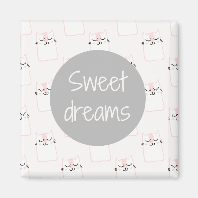 Imán Kitty marshmallow esponjoso en rosa | Sueños dulce (Frente)