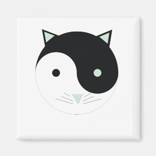 Imán Kitty Yin Yang con Mint Green, Black and White