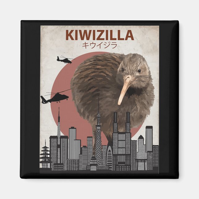 Imán Kiwizilla Funny Kiwi New Zealand Bird Lovers Gift  (Frente)