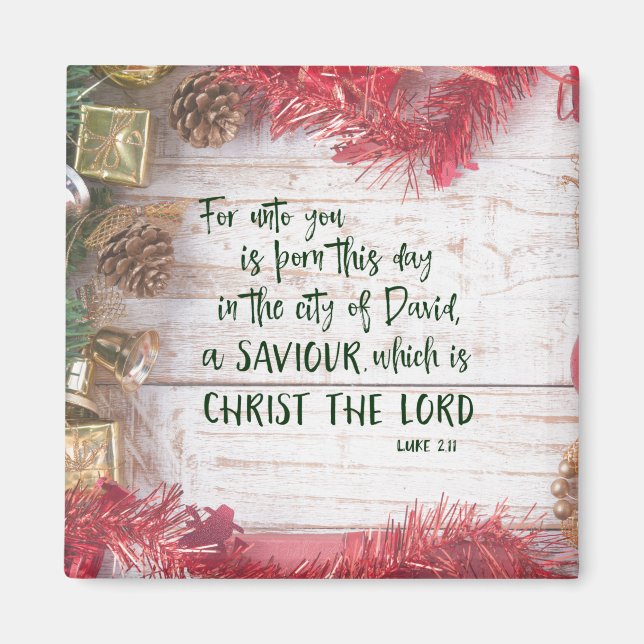 Imán KJV Luke Bible Verse Navidades  (Frente)