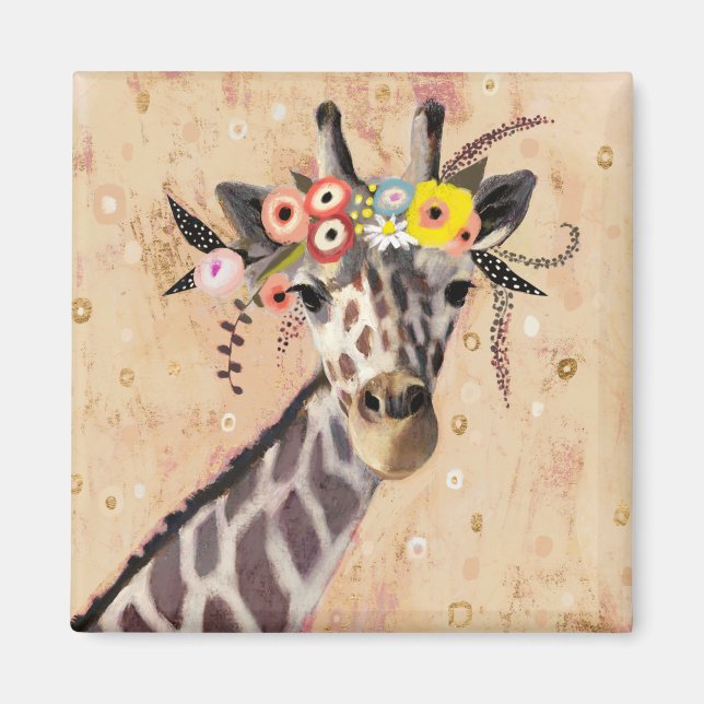 Imán Klimt Giraffe | Corona De Flores (Frente)
