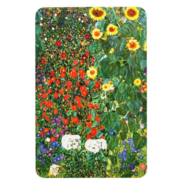Imán Klimt - Jardín de granja con girasoles, arte fino (Vertical)
