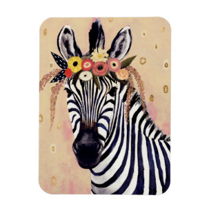 Imán Klimt Zebra   Adornadas En Flores