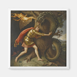 Imán Knight in Golden Armor vs. The Dragon