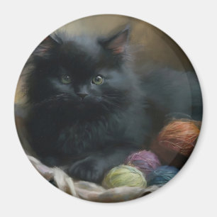 Imán Knition Companion Black Kitten With Yarn