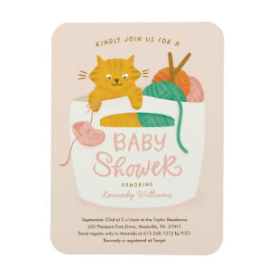 Imán Knitting Kitten Baby Shower Magnet