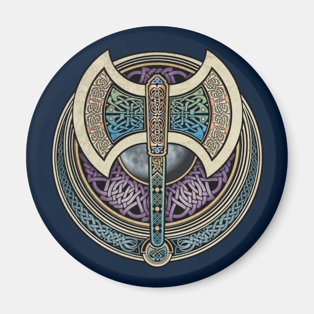 Imán Knotwork Labrys Round Magnet (Frente)