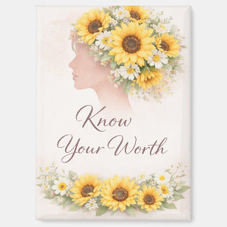 Imán Know Your Worth Sunflower Affirmation Magnet