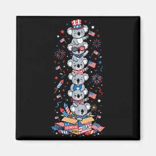 Imán Koala Divertido Bandera Americana Estadounidense D