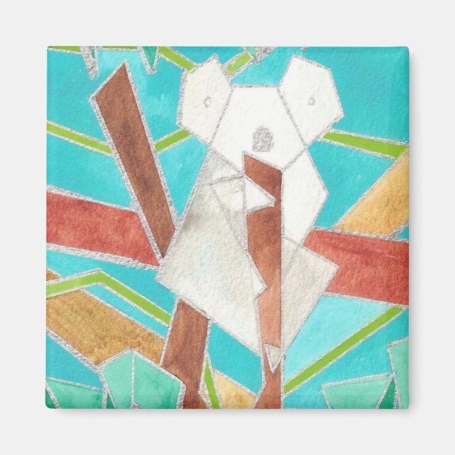 Imán Koala en el arte abstracto original del árbol (Frente)