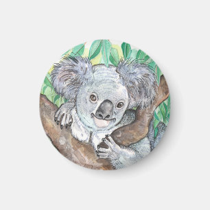Imán Koala en pintura de árboles de eucalipto