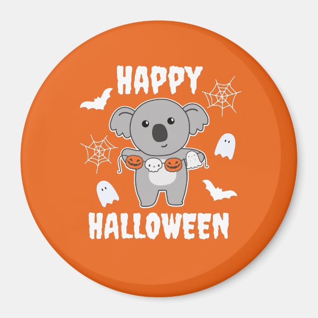 Imán Koala Feliz disfraz de bompkin de Halloween (Frente)