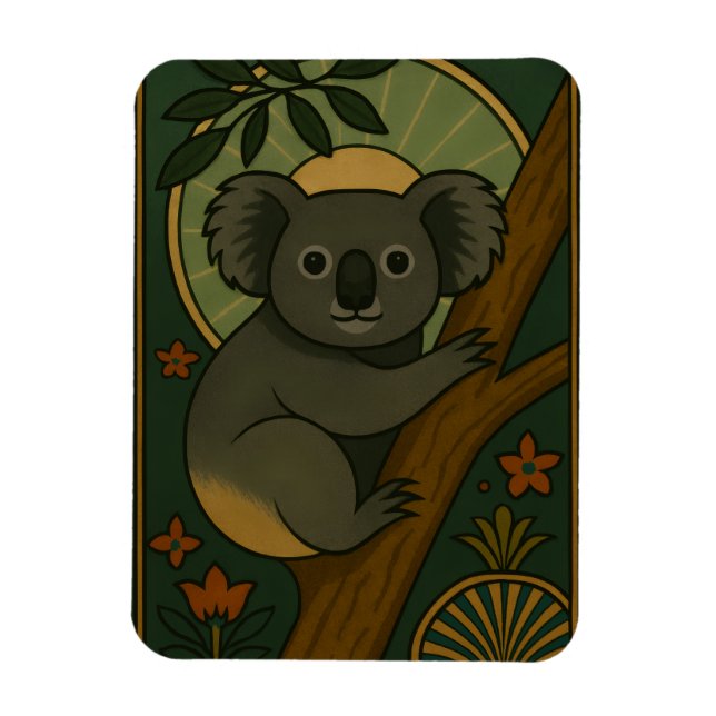 Imán Koala ornamental en Mandala Botánica (Vertical)