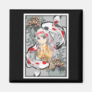 Imán Koi Fish Chica de la estética japonesa Anime Otak