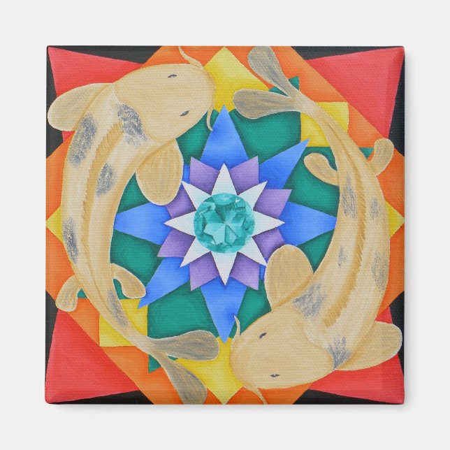 Imán Koi Fish y Lotus Magnet (Frente)