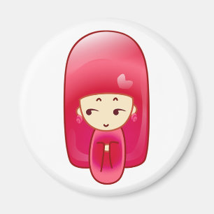 Imán Kokeshi rosado