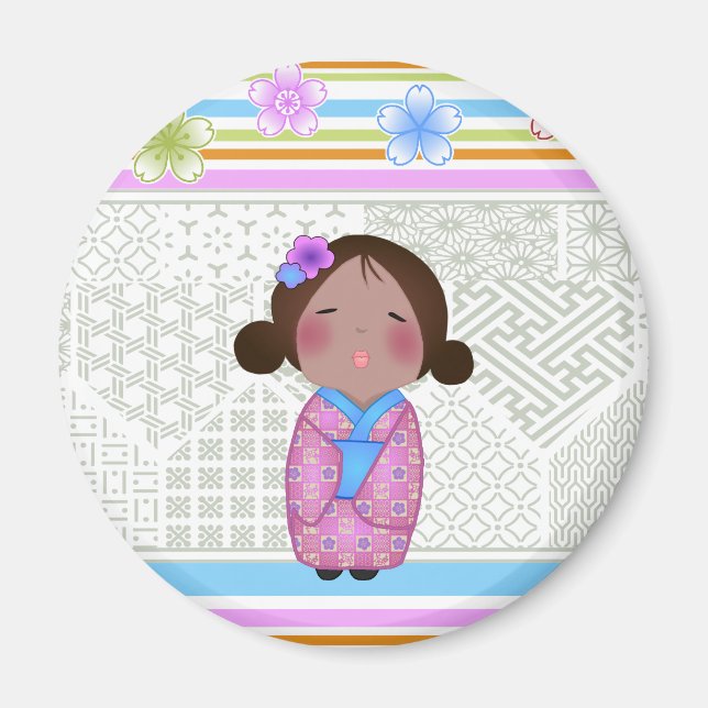 Imán kokeshi sakura (Frente)