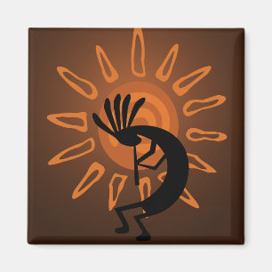 Imán Kokopelli Sun Southwest Rustic Brown Magnet