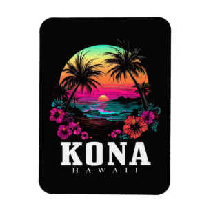 Imán Kona Hawái Flores de Hibisco Hawaiano Surfista